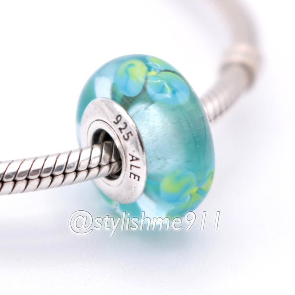 Authentic PANDORA Clear Teal Flowers Charm - 790607
